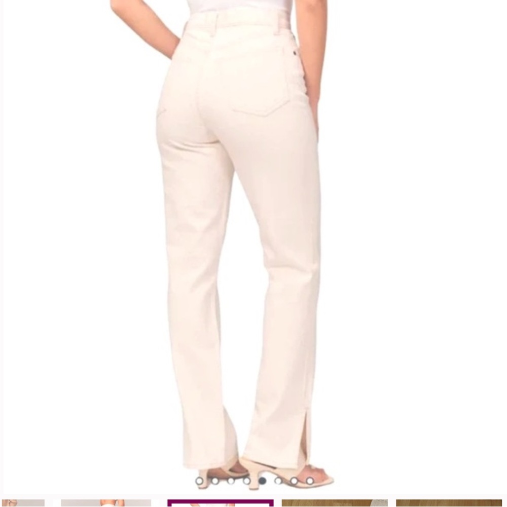 Ivory white 90s ultra high rise jean with slit vent hem
